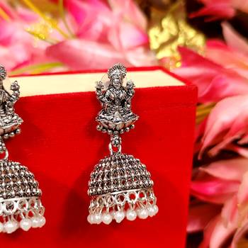 Temple look antique oxidised jhumka's 2