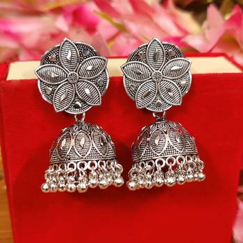 Silver plated light weight flower jhumka's 1