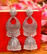 Oxidised silver party wear long jhumka's