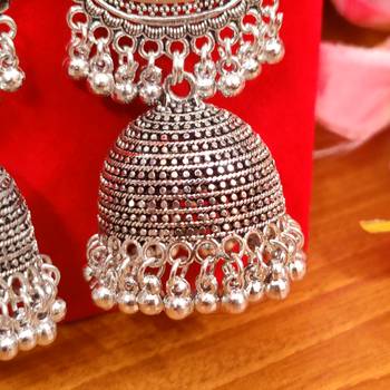 Oxidised silver party wear long jhumka's 3