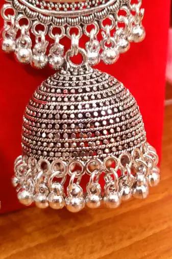 Oxidised silver party wear long jhumka's