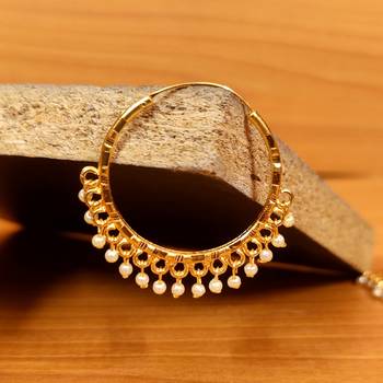 Stunning gold hoops with pearls 2