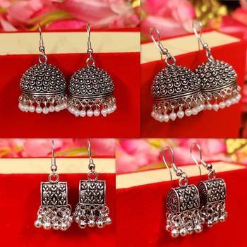 Oxidised silver jhumki combo1 of 2 earrings 1