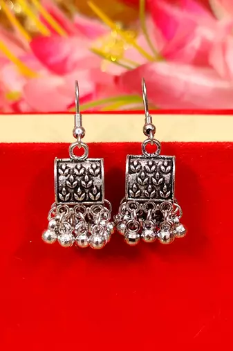 Oxidised silver jhumki combo1 of 2 earrings