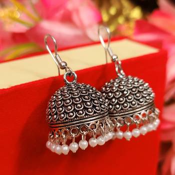 Oxidised silver jhumki combo1 of 2 earrings 4
