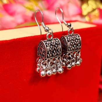 Oxidised silver jhumki combo1 of 2 earrings 5
