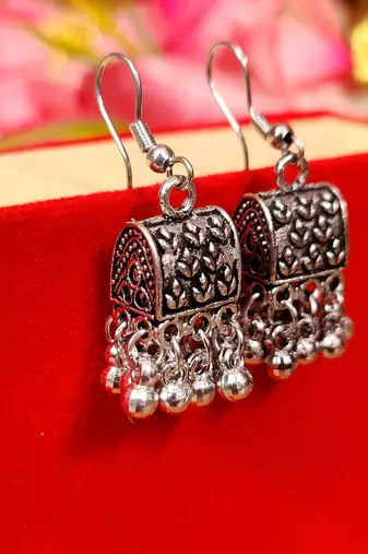 Oxidised silver jhumki combo1 of 2 earrings