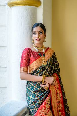GREEN BEAUTIFUL BANARASI  PRETTY PATOLA SAREE 2