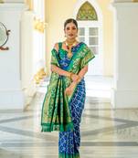 ROYAL BLUE BEAUTIFUL BANARASI  PRETTY PATOLA SAREE