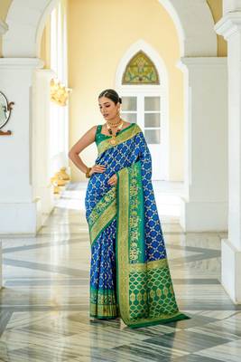 ROYAL BLUE BEAUTIFUL BANARASI  PRETTY PATOLA SAREE 2