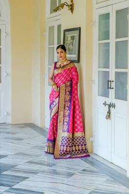 RANI PINK BEAUTIFUL BANARASI  PRETTY PATOLA SAREE 1
