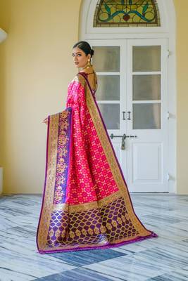 RANI PINK BEAUTIFUL BANARASI  PRETTY PATOLA SAREE 2