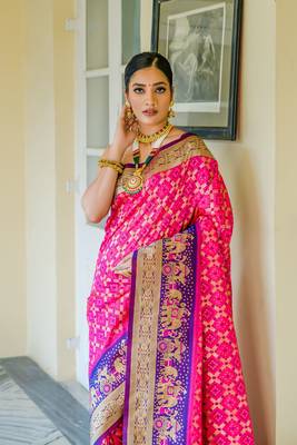 RANI PINK BEAUTIFUL BANARASI  PRETTY PATOLA SAREE 3