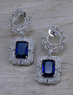 Blue stone embellished cubic zirconia earrings 216ed708 1