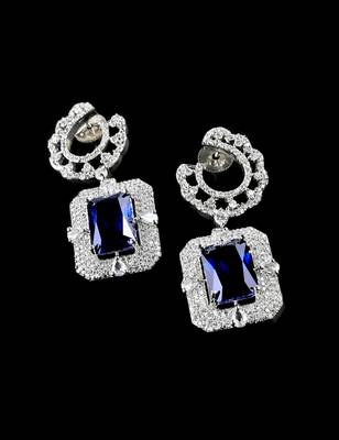 Blue stone embellished cubic zirconia earrings 216ed708 2
