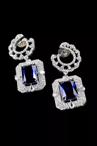 Blue stone embellished cubic zirconia earrings 216ed708