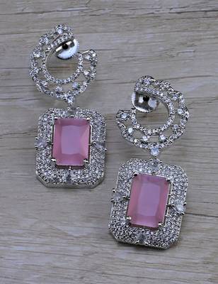 Pink stone embellished cubic zirconia earrings 216ed709 1