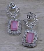 Pink stone embellished cubic zirconia earrings 216ed709