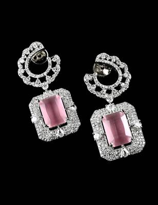 Pink stone embellished cubic zirconia earrings 216ed709 2