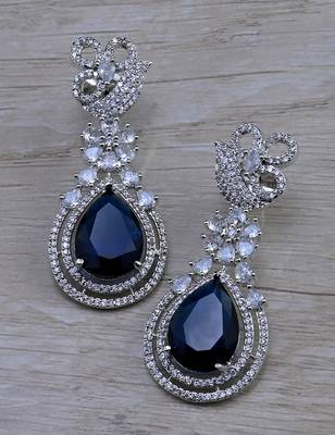 Blue stone embellished cubic zirconia earrings 216ed712 1