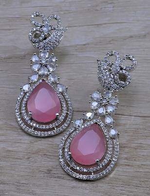 Pink stone embellished cubic zirconia earrings 216ed713 1