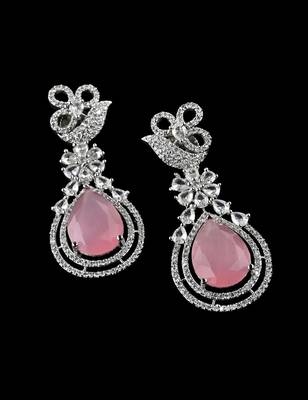 Pink stone embellished cubic zirconia earrings 216ed713 2