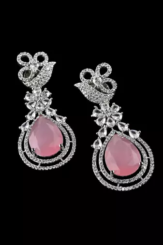 Pink stone embellished cubic zirconia earrings 216ed713