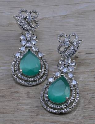 Light green stone embellished cubic zirconia earrings 216ed714 1