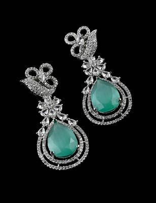 Light green stone embellished cubic zirconia earrings 216ed714 2