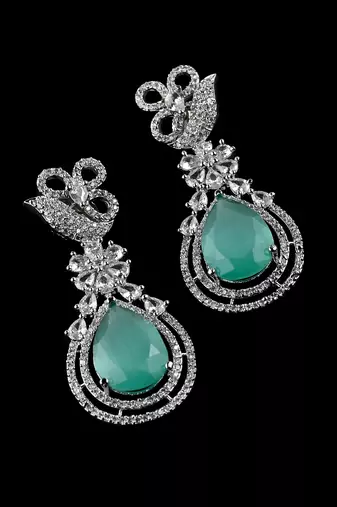 Light green stone embellished cubic zirconia earrings 216ed714