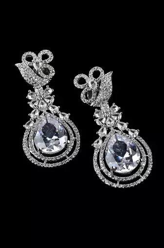 White stone embellished cubic zirconia earrings 216ed715