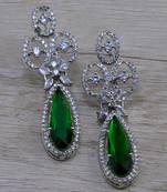 Green stone embellished cubic zirconia earrings 216ed716