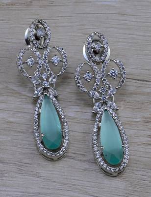 Light green stone embellished cubic zirconia earrings 216ed717 1