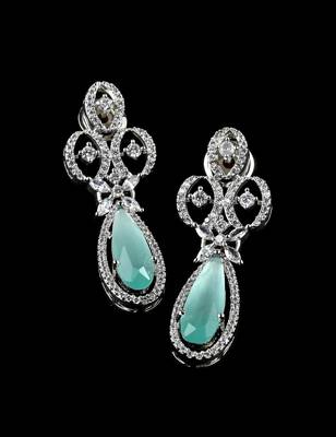 Light green stone embellished cubic zirconia earrings 216ed717 2