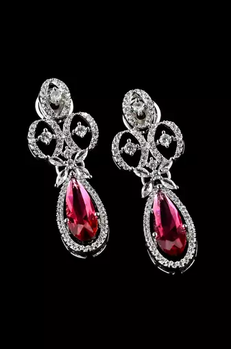 Hydro ruby stone embellished cubic zirconia earrings 216ed718