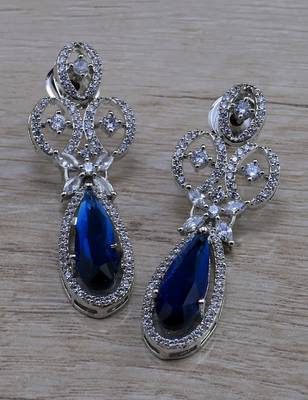 Blue stone embellished cubic zirconia earrings 216ed719 1