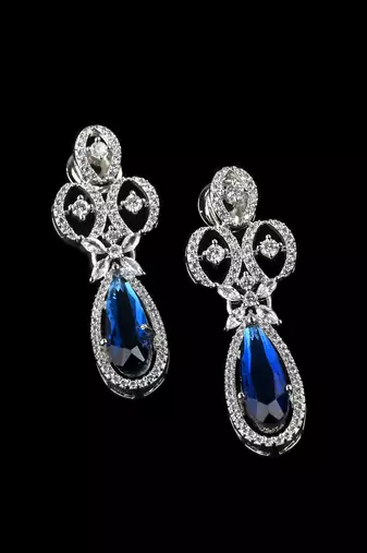 Blue stone embellished cubic zirconia earrings 216ed719