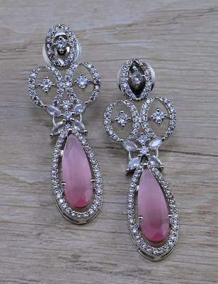 Pink stone embellished cubic zirconia earrings 216ed720 1