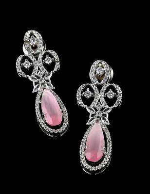 Pink stone embellished cubic zirconia earrings 216ed720 2