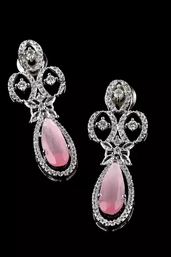 Pink stone embellished cubic zirconia earrings 216ed720