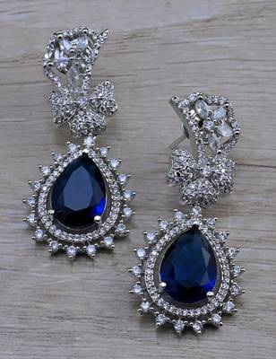 Blue stone embellished cubic zirconia earrings 216ed721 1