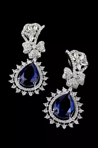Blue stone embellished cubic zirconia earrings 216ed721