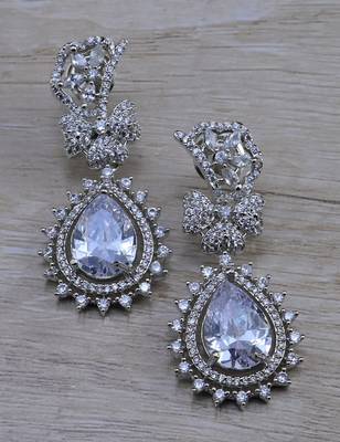 White stone embellished cubic zirconia earrings 216ed722 1