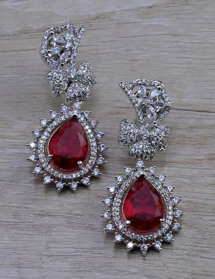 Maroon stone embellished cubic zirconia earrings 216ed723 1