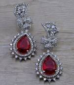 Maroon stone embellished cubic zirconia earrings 216ed723