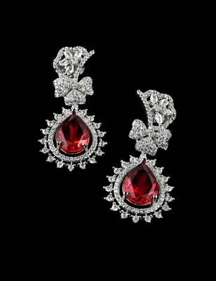 Maroon stone embellished cubic zirconia earrings 216ed723 2