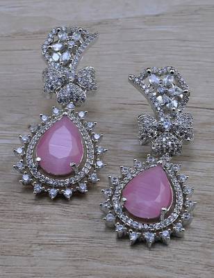 Pink stone embellished cubic zirconia earrings 216ed724 1