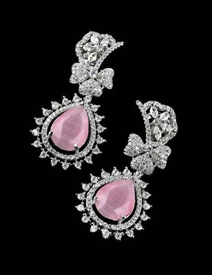 Pink stone embellished cubic zirconia earrings 216ed724 2