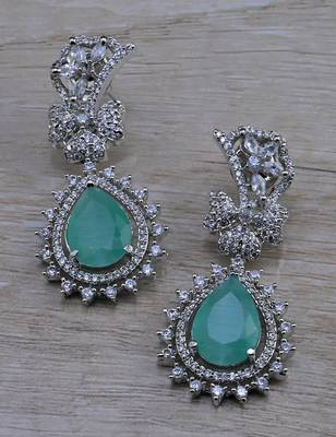 Light green stone embellished cubic zirconia earrings 216ed725 1