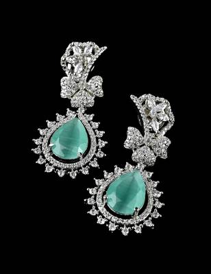 Light green stone embellished cubic zirconia earrings 216ed725 2